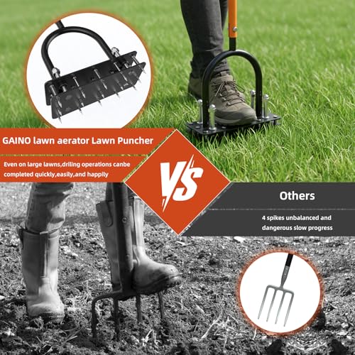 Aerador manual de césped GAINO con 15 picos y mango ajustable miniatura 6