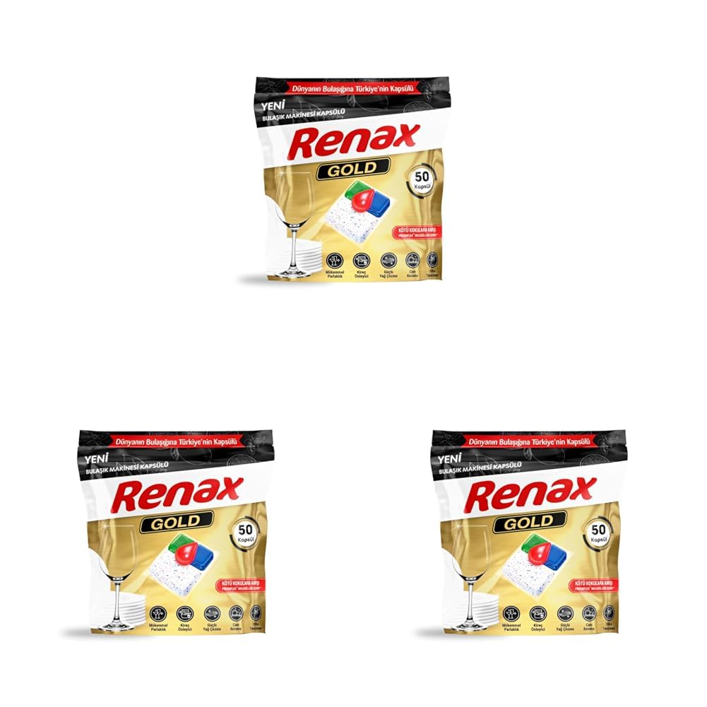 Renax Gold Bulaşık Makinesi Kapsül Deterjanı 50 Adet (3 paketi)