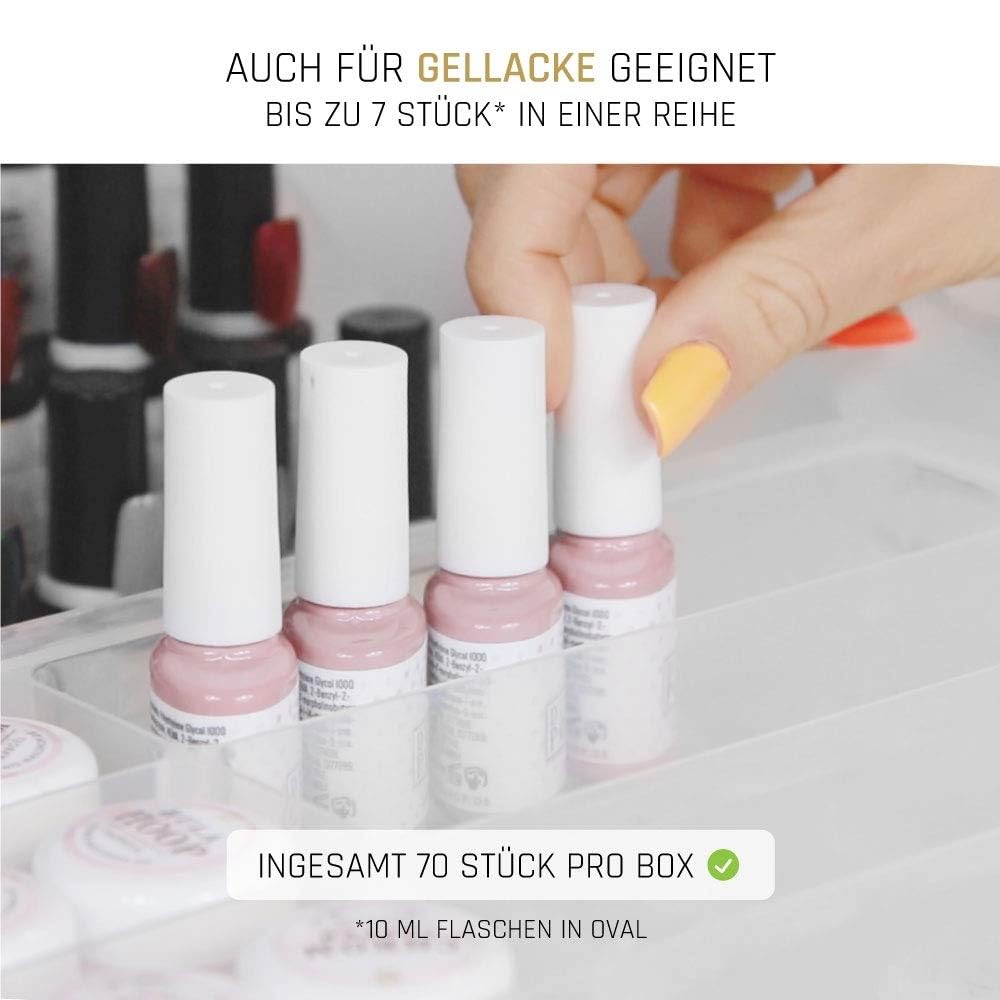 Lyninails - Caja organizadora (3 unidades, apilable para diseño de uñas, gel de color, gel de gel, arte de uñas, en plástico transparente), color transparente