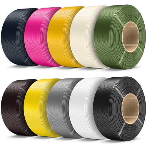 Image of SUNLU 10KG PLA+2.0 3D Printer Filament Refill Bundle, 1.75mm | High Toughness PLA+ Filament, Black+White+Grey+Yellow+Bone White+Olive Green+Magenta+Vivid Yellow+Roasted Chestnut+Midnight