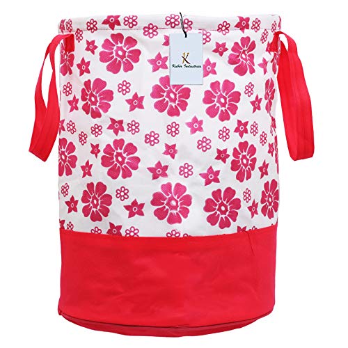 Image of Kuber Industries Printed 2 Pieces Waterproof Canvas Laundry Bag, Toy Storage, Laundry Basket Organizer 45 L (Pink & Blue) CTKTC134639