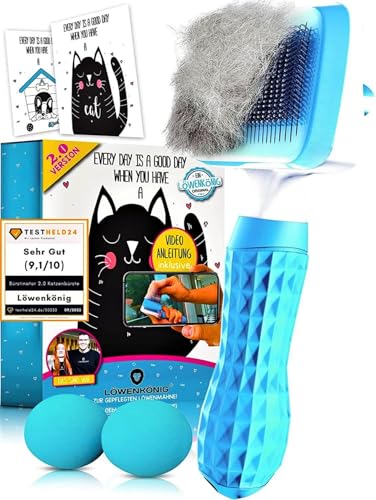 LÖWENKÖNIG® BÜRSTINATOR 2.0 Katzenbürste & Hundebürste Selbstreinigend für Kurzhaar &...