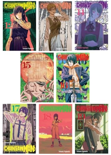Chainsaw Man Manga Series 8-Book Collection Set (Vol. 12 to 19) Paperback Edition – Dark Fantasy Action Saga by Tatsuki Fujimoto