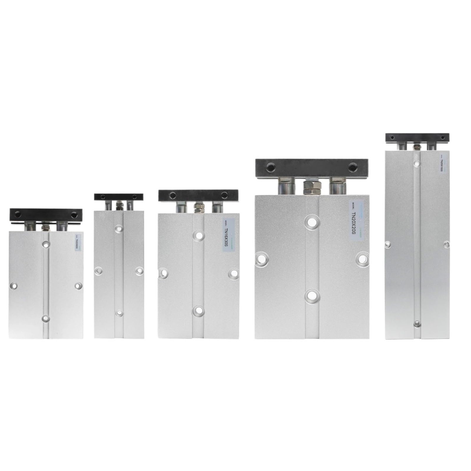 Vérin pneumatique double tige TN alésage 16mm course 45mm en aluminium