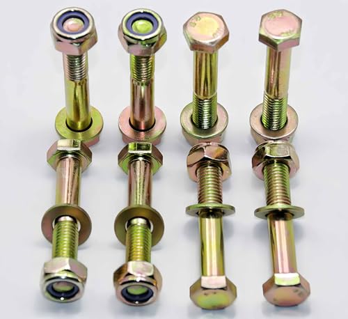 Image of M10 x 60mm Hex Head Bolt and Nylon Lock nut Flat Washer Assortment Kit by Color Galvanization,Alloy Steel,Grade 8.8.(8pcs Pack) by Metalsuberg