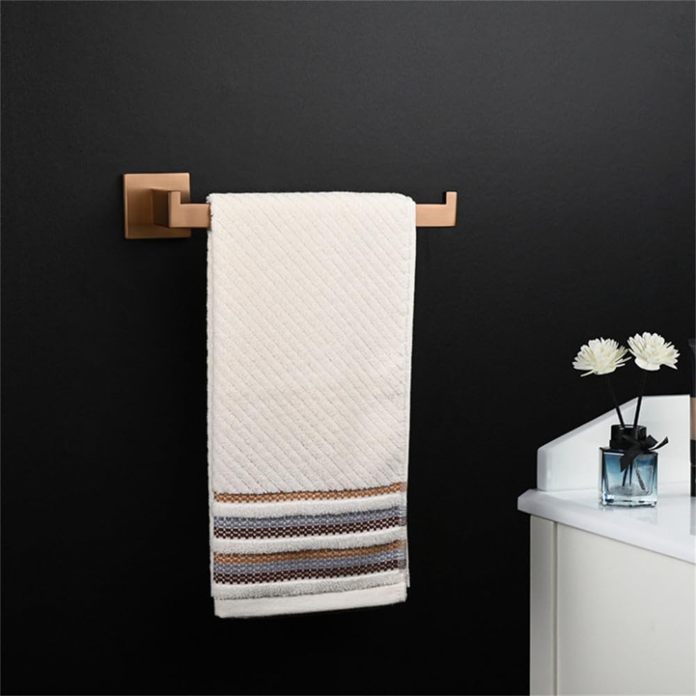 Accesorios de baño de Acero Inoxidable de Oro Rosa Cepillado Toallero Barra de Toalla Anillo de Toalla Gancho para Bata Soporte de Papel higiénico fijado con Tornillo, Anillo de Toalla