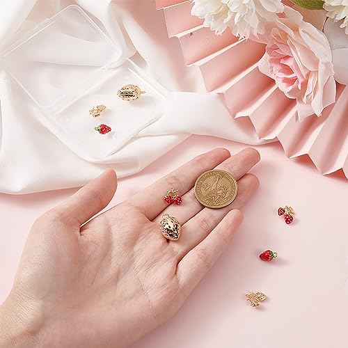 BENECREAT 8Pcs 4 Styles Real 18K Gold Plated Strawberry Brass Charms - Image 3