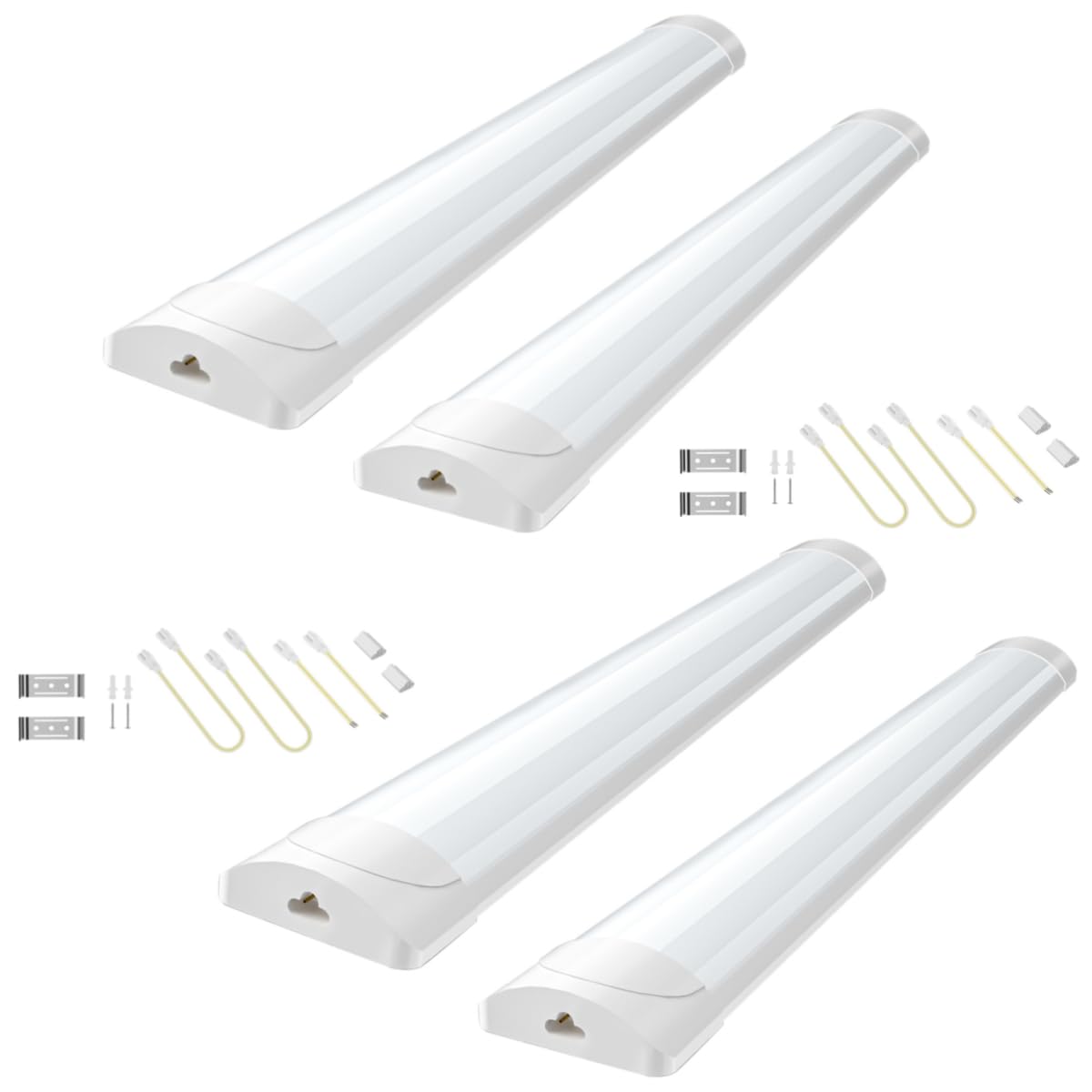 papasbox 4 Stück LED Leuchtstoffröhre 115cm | Feuchtraumleuchte Röhre 40W LED Deckenleuchte Lampe | 6500K Kaltweiß Leuchtstofflampe für Keller Werkstatt Garage Küche