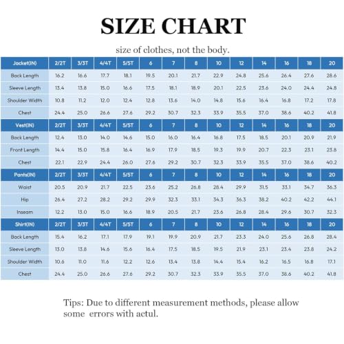 Image of Boy Suits 5 Pieces Formal Suit Set with Adjustable Waist Kids Dress Suit for Wedding Prom