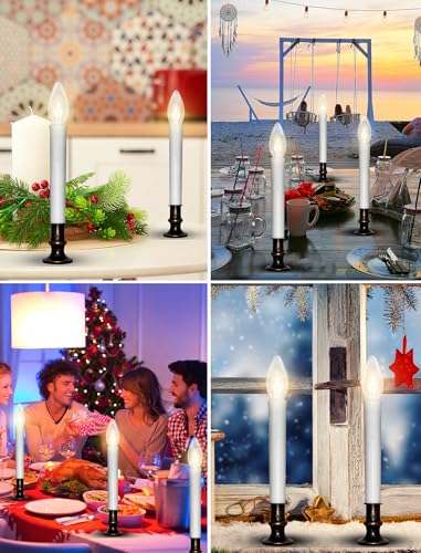 Image of 4PK Battery Operated LED Window Candles, 9 inch Christmas Candle Lamp