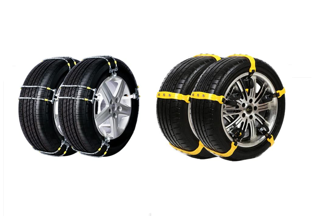 Gowe Catena di sicurezza per pneumatici con sabbia di ghiaccio, catena di trazione per pneumatici ad alte prestazioni per autovetture, pickup e SUV 4 ruote (larghezza ruota 235-285mm)