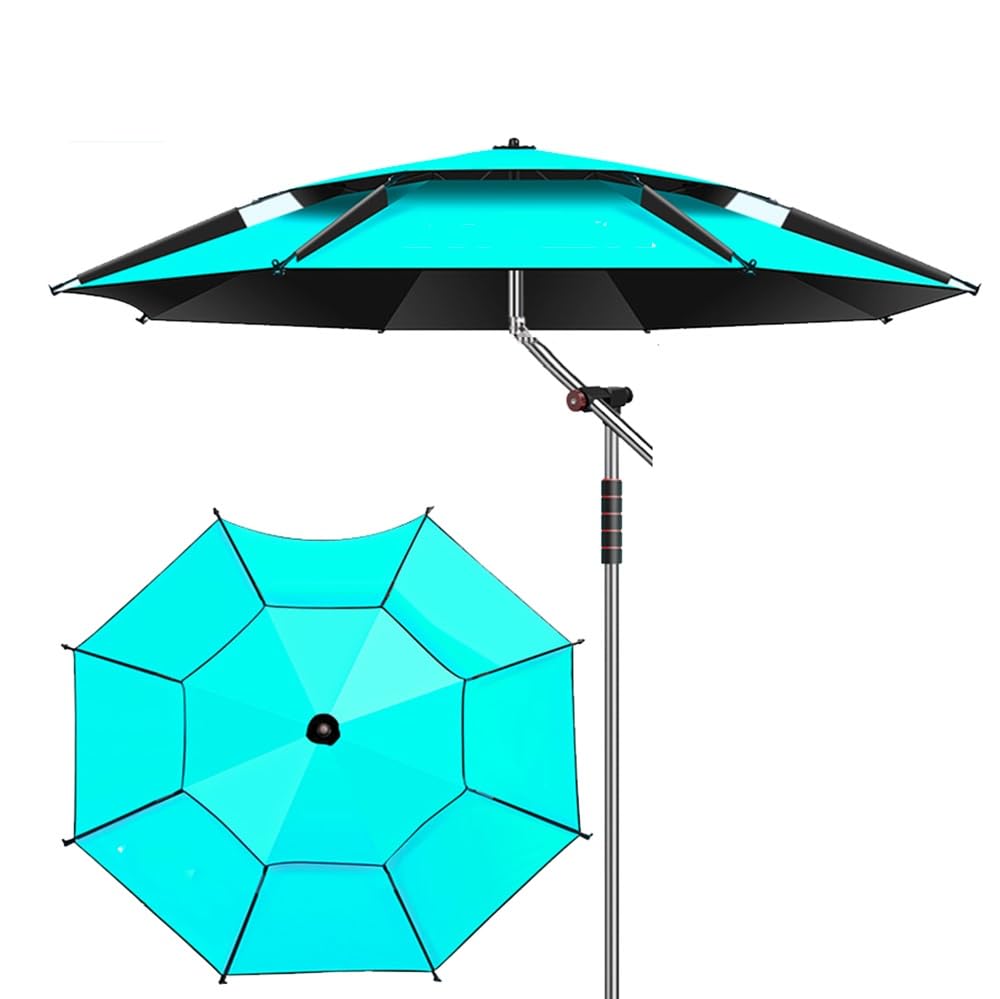 Ombrellone da spiaggia antivento per patio con ancoraggio per sabbia e borsa per il trasporto, portatile per esterni, ideale per pesca, campeggio e viaggi, beige, 2,6 m (8,5 piedi).
