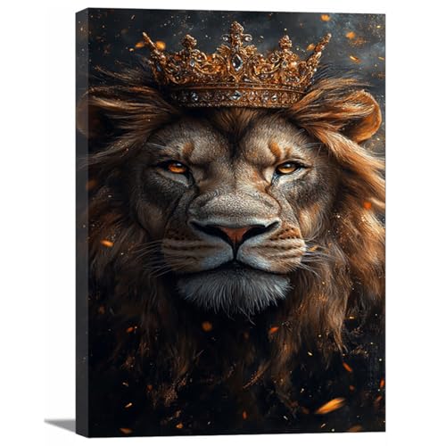 Impression d'art sur toile lion au format 30x45cm encadrée pour cadre déco humour