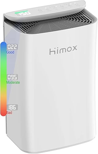HIMOX Purificadores de aire de habitación para alergias y mascotas de 1560 pies cuadrados, filtro HEPA 5 en 1 de grado médico, sensores automáticos