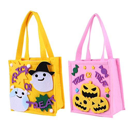 2 Sacs à Bonbons Halloween En Feutre - Motifs Hibou Et Fantôme - Réutilisables, Pour Collecte Ou Décoration - 3