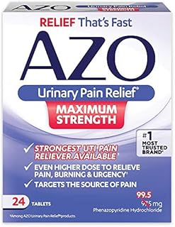 AZO Urinary Pain Relief Maximum Strength | Fast relief of UTI Pain, Burning & Urgency | Targets Source of Pain | #1 Most Trusted Brand | 24 Tablets