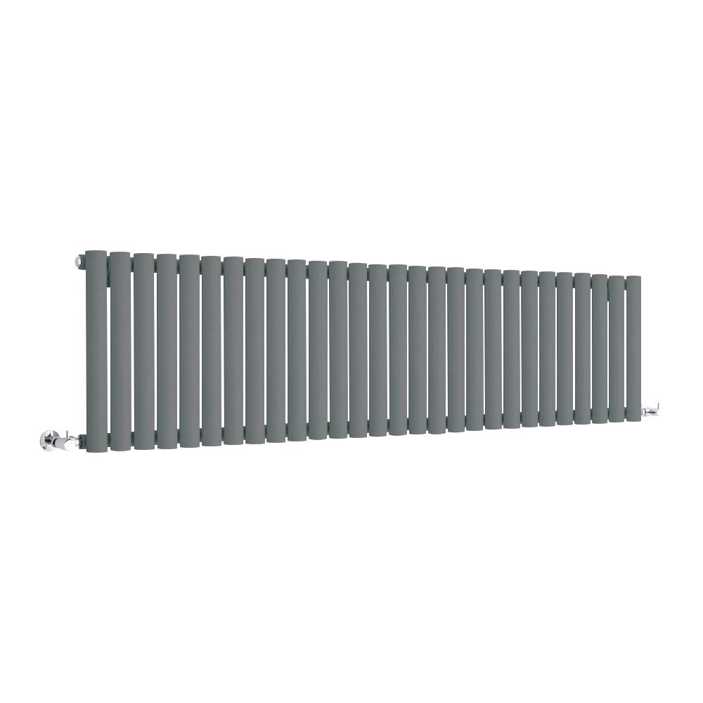 Milano Anthracite Aruba Horizontal Single Oval Panel Radiator - 400Mm X 1652Mm