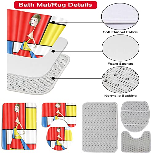 3-teilig Badematten Set, 3D Digitaldruck Mädchen Badteppich Sets rutschfest Badvorleger Farbe Waschbar U-Förmiger… – Bild 3