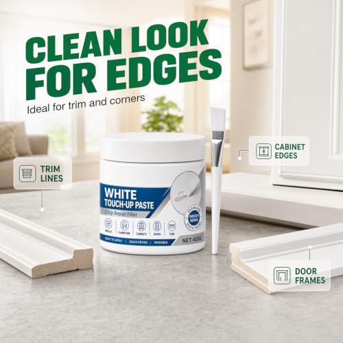 Image of White Furniture Touch-Up Paste with Brush, 40g Wood Repair Filler (White*1)