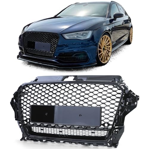 Calandre noire brillante sport look RS3 compatible Audi A3 8V remplacer calandre usée avec PDC