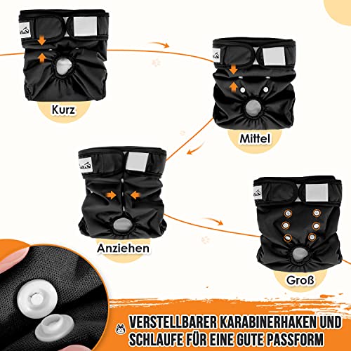 Eyein 3 Stück Hundewindeln für Hündinnen, Wiederverwendbare und Hochsaugfähige läufigkeitshose für hündinnen, Waschbare hundehöschen mit zweifacher Anpassung für Läufigkeit & Inkontinenz (#1, L)