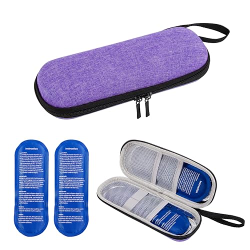 Insulin Kühltasche mit 2 Kühlakku,Klein Diabetes Tasche Kühlbox für Diabetikerutensilien Pen Kalt,Isoliert Medikamententasche Diabetische Kühler Medikamente Spritzstift Spritzen Case Reise