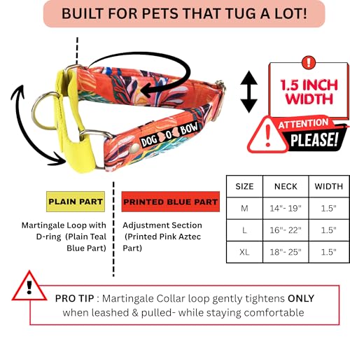 Image of Dog-O-Bow Cotton Red and Yellow Martingale Dog Collar, Durable, Comfortable & Adjustable Training Collar (Large)