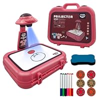 GKLBDAV Drawing Projector Table for Kids, Trace and Draw Projector Toy Handbag Design Smart Projection Drawing Board Early Learning Educational Toy Painting Drawing Table for Kids Boys Girls (Pink)