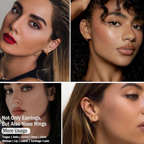 image for LOYALLOOK Threadless Flat Back Earrings 316L Surgical Steel Gold Carti