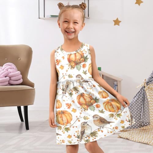 Girls' Dresses Thanksgiving Pumpkins Fall Bird Toddler Summer Dress Sleeveless Dresses for Girls Sundress4