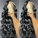 ANDRIA Body Wave Lace Front Wigs Glueless Lace Front Wig 13x4 HD Lace Front Wigs Synthetic Heat Resistant Fiber Hair Wig With Baby Hair Wigs For Black Women Long Loose Black Wig 26 Inches