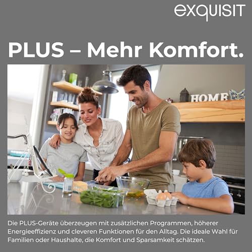 Exquisit PLUS Einbaugeschirrspüler 60 cm, Vollintegrierbar, 13 Maßgedecke, Startzeitvorwahl, 6 Spülprogramme, Power+, ECO-Modus, EGSP52113-E-030E silber