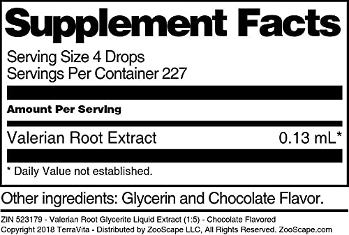Miniatura 5 de Terravita Extracto líquido de glicerita de raíz de valeriana (15) - Sabor a chocolate (1 oz, ZIN 523179)
