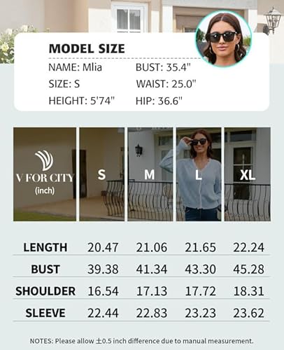 V For City 240522AW0017BLB-M Cropped Crochet Cardigan For Women Knit Scollaped Sweater Trim V Neck Pearl Button Shrugs Fall 2024 Light Blue Medium thumb #5