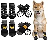 Oslueidy 8PCS rutschfeste Hundesocken Pfotenschutz mit verstellbaren Trägern, Indoor Anti-Rutsch Socken für Hunde und Katzen mit Traktionskontrolle auf Hartholzböden (M)