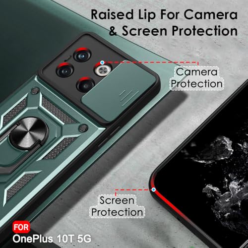 Image of TheGiftKart Tough Armor Bumper Back Cover Case for OnePlus 10T 5G | Sliding Camera Cover, Kickstand & Ring Holder | 360 Degree Protection Back Cover Case for OnePlus 10T 5G (PC & TPU, Blue)