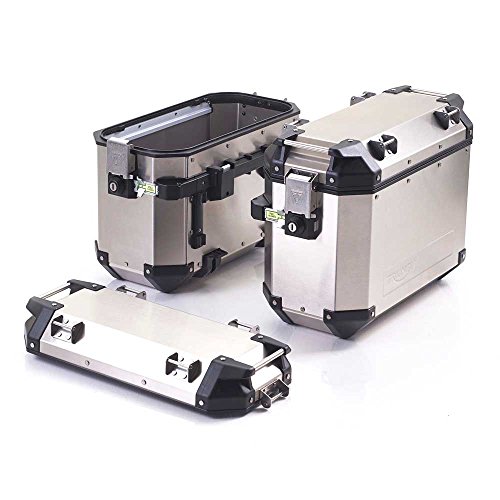 Alforjas Triumph Expedition en aluminio plateado para motocicleta tipo street cruiser miniatura 1