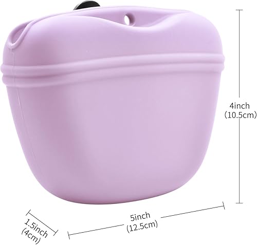 Miniatura 5 de AUDWUD - Bolsa de silicona para perros - Clip en contenedor de entrenamiento portátil - Práctico cierre de hebilla magnética y clip de cintura -