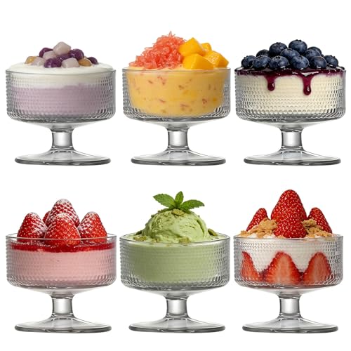 Haayymo 6 pièces de set de verrines glacière transparentes de 180 ml, pour desserts, sundae, flans, design élégant et transparent pour un usage quotidien pratique