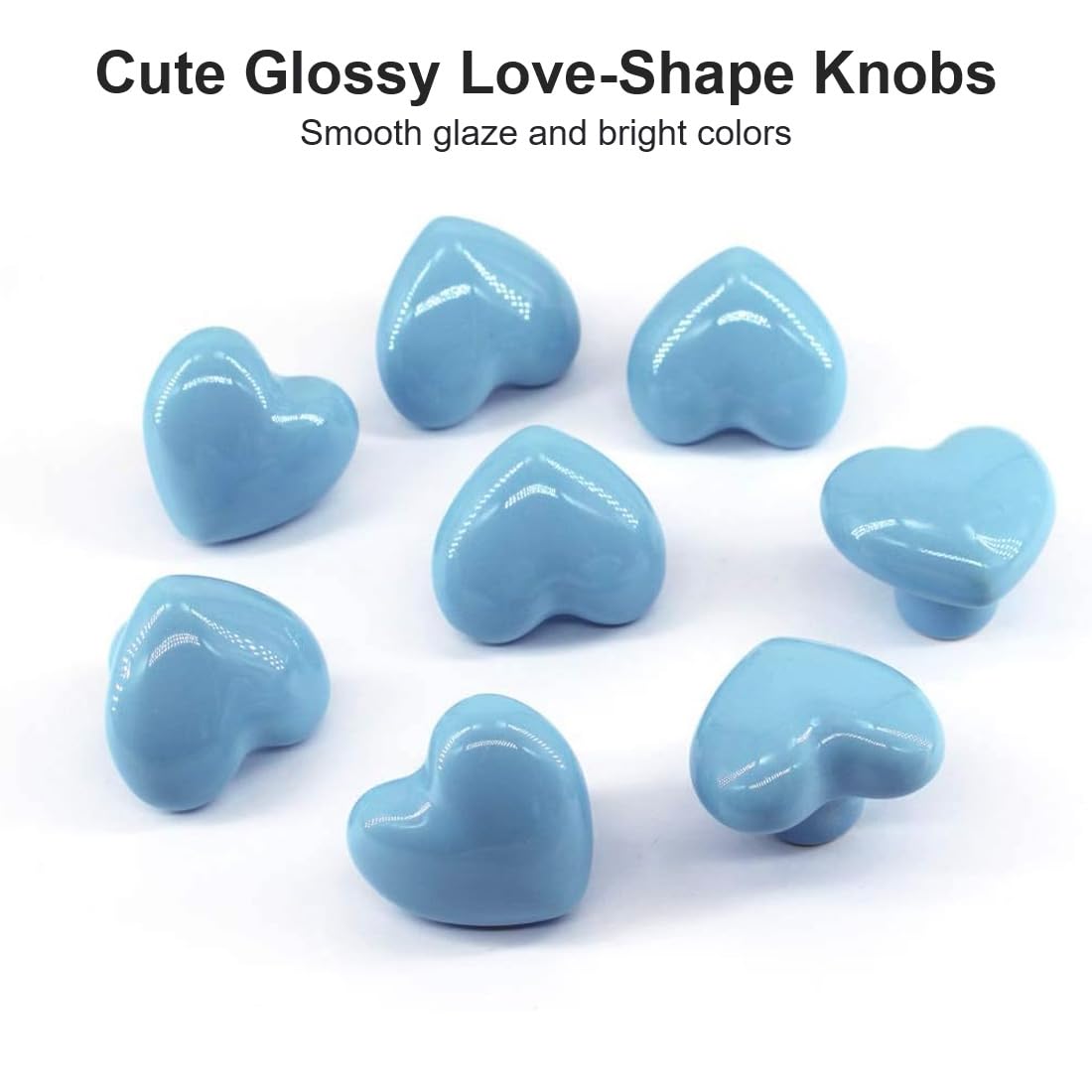 6 boutons de meubles en céramique en forme de cœur colorés pour chambre d'enfant, boutons d'armoires et tiroirs, poignées d'armoire et de cuisine