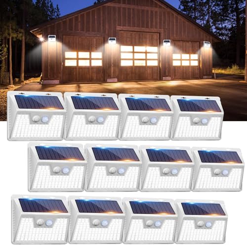 Peasur ソーラーライト 屋外 防水 [12パック/140 LED] 3つの照明モード モーションセンサー 超高輝度セキュリティライト フェンス/パティオデッキ用 [ホワイト]（Amazon）