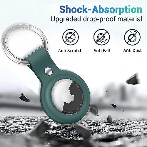 Image of LIRAMARK Airtag Case for Apple Airtags Silicone Case Protective Cover for Airtag Case Locator Tracker Anti-Lost Device Keychain Protection Sleeve (Green)
