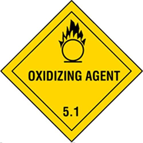 Set of 4 Signage Label IMDG-ADR Class 5.1: Oxidicing Agent 300 x 300 mm