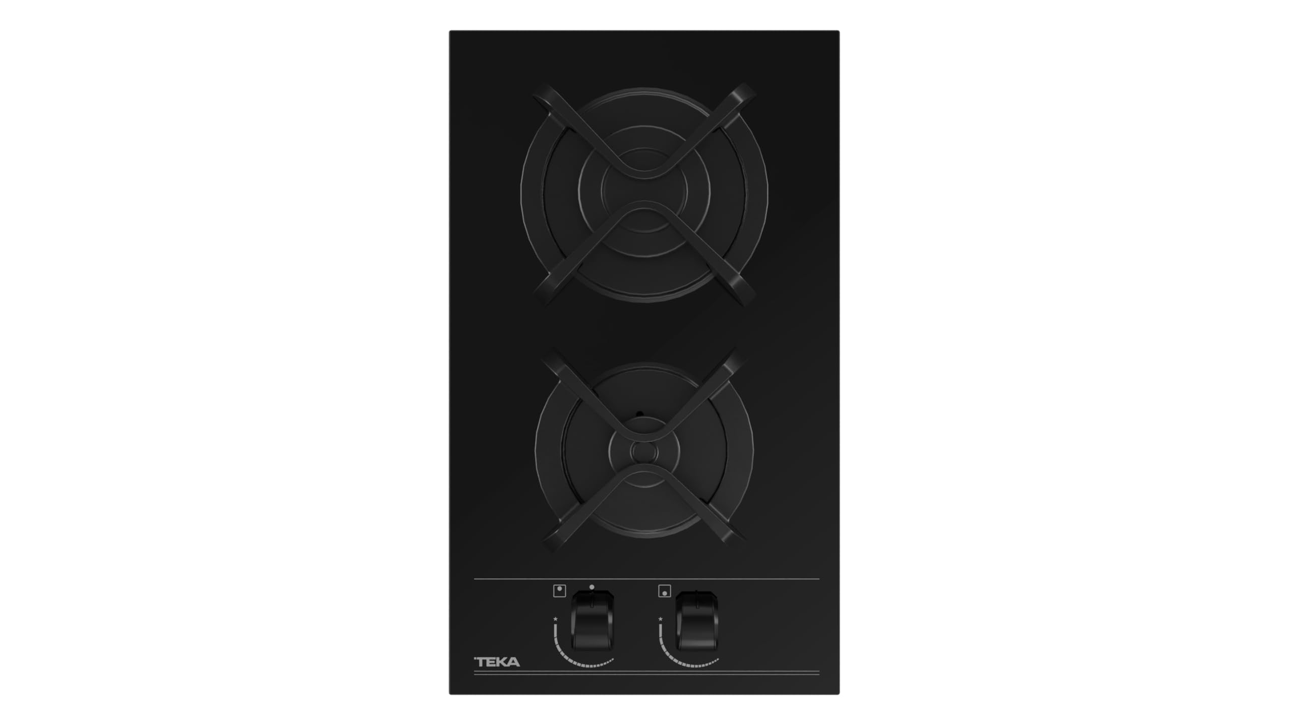 TEKA Placa de Gas Cristal Gas 30 cm, 2 Quemadores, Mandos Frontales Ergonómicos, Seguridad Termopar, Instalación Fast-Click, Modelo GBC 32000 KLB