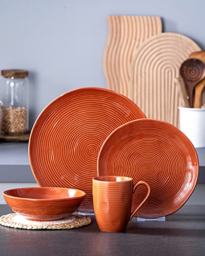 Henxfen Lead Ceramic Dinner Plates 11 Inch - Large Serving Dishes Set Of 4 For Steak, Pasta - Stoneware Dinnerware Sets Scratch Resistant, Brown #TOP7