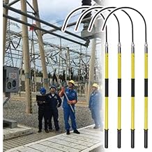Yellow Electrical Safety Rescue Hook, Lightweight Lifeguard Stick for New Energy Vehicle Repairs, Electrocution Emergency Protective Equipment, Loads 220lbs4pack,4.9 ft1.5 m - 35kv