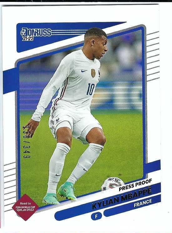 KYLIAN MBAPPE 2021-22 Panini Donruss Road to FIFA World Cup Qatar 2022#60 GOLD PRESS PROOF PARALLEL Soccer Card #138 of only 349 Made! Paris Saint-Germain PSG France
