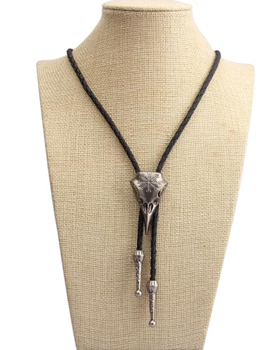 Image of Jeilwiy Bolo Tie for Men Western Cowboy Tie Necklace Gold Bolo Tie Leather Necktie Halloween Tie Accessories for Women