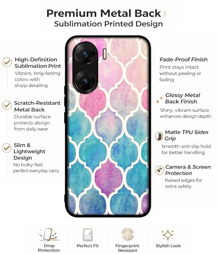 Image of Patterns Art Design Premium 2D Printed Metal Back Case Cover for Vivo V29E 5G