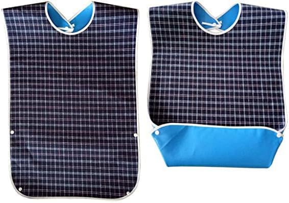 Adult Bibs, Adjustable Eating Cloth for Elderly Seniors and Disabled, Washable Reusable Waterproof Clothing Protector with Crumb Catcher, Large Size 78 x 44 cm